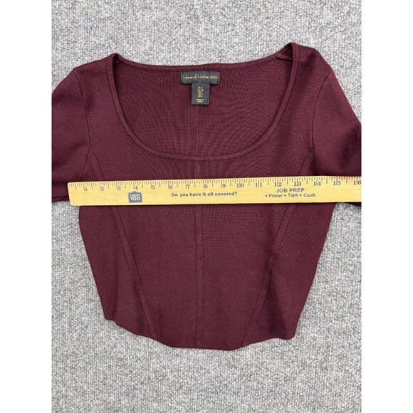 House of Harlow 1960 Sweater Womens Small Burgundy Cropped Scoop Neck Knit Top - Picture 4 of 6
